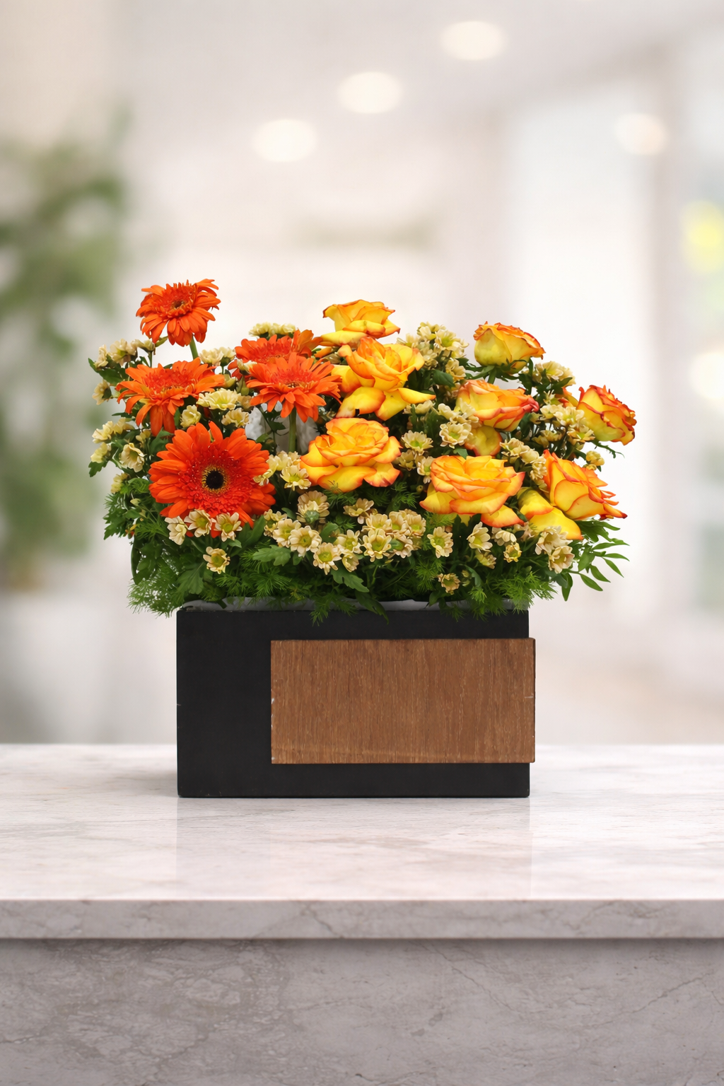 "Orange gerbera daisy bouquet"Golden Sunset Bloom|italianflowerkw