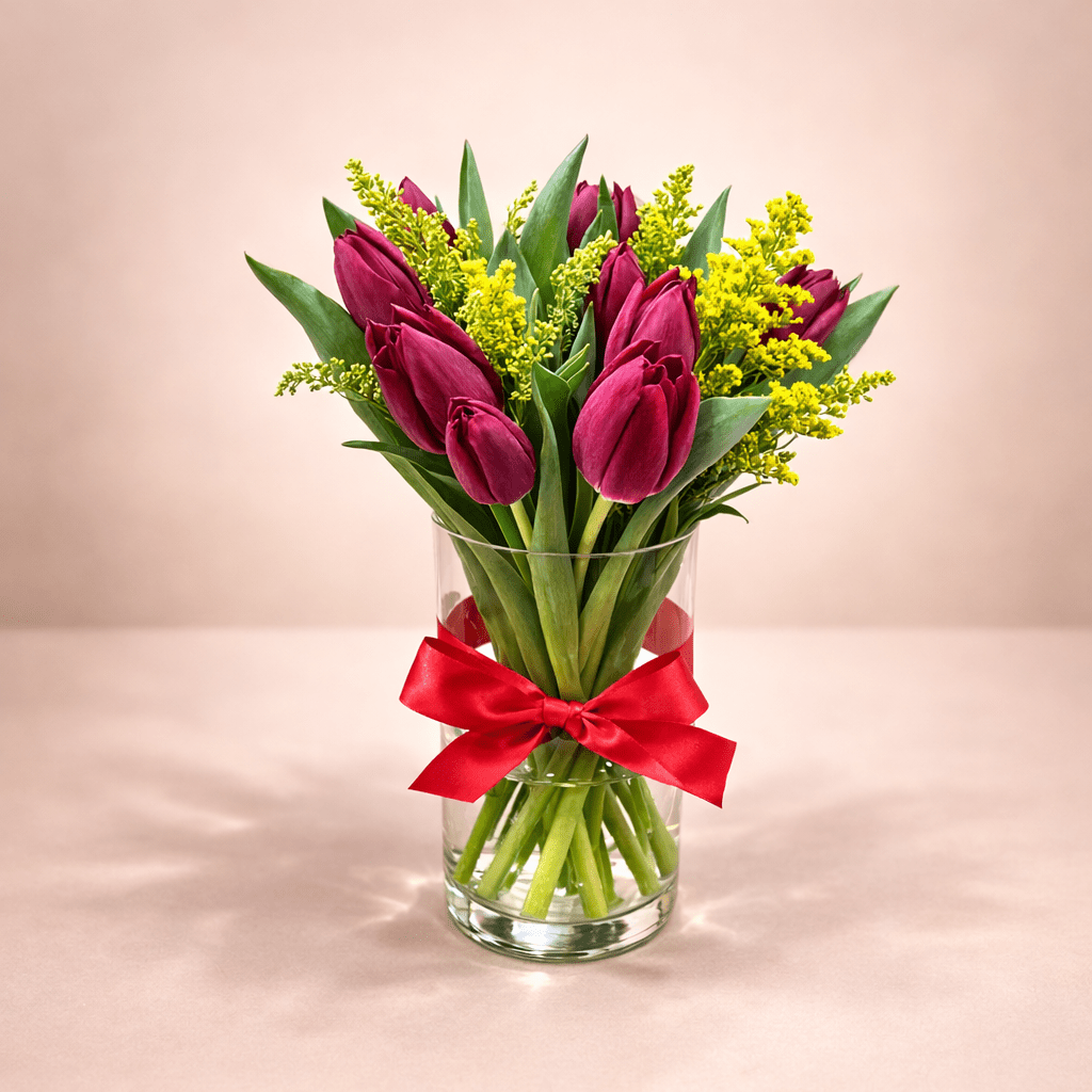 Purple Tulips bouquet in a Vase - italianflowerkw