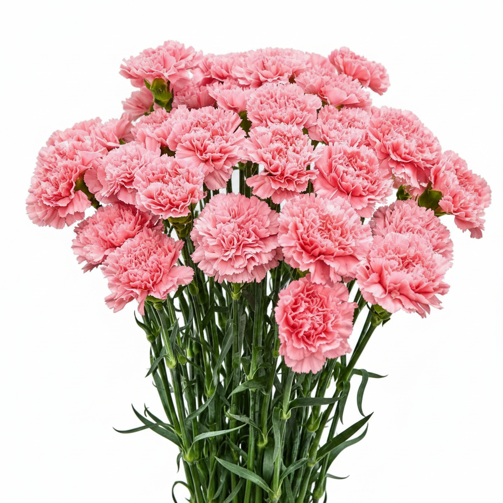 Bouquet of pink carnations on a gray background