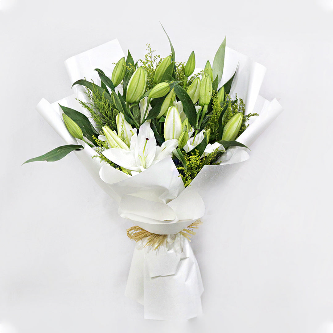 Elegant White Casablanca Bouquet – 10 Stems