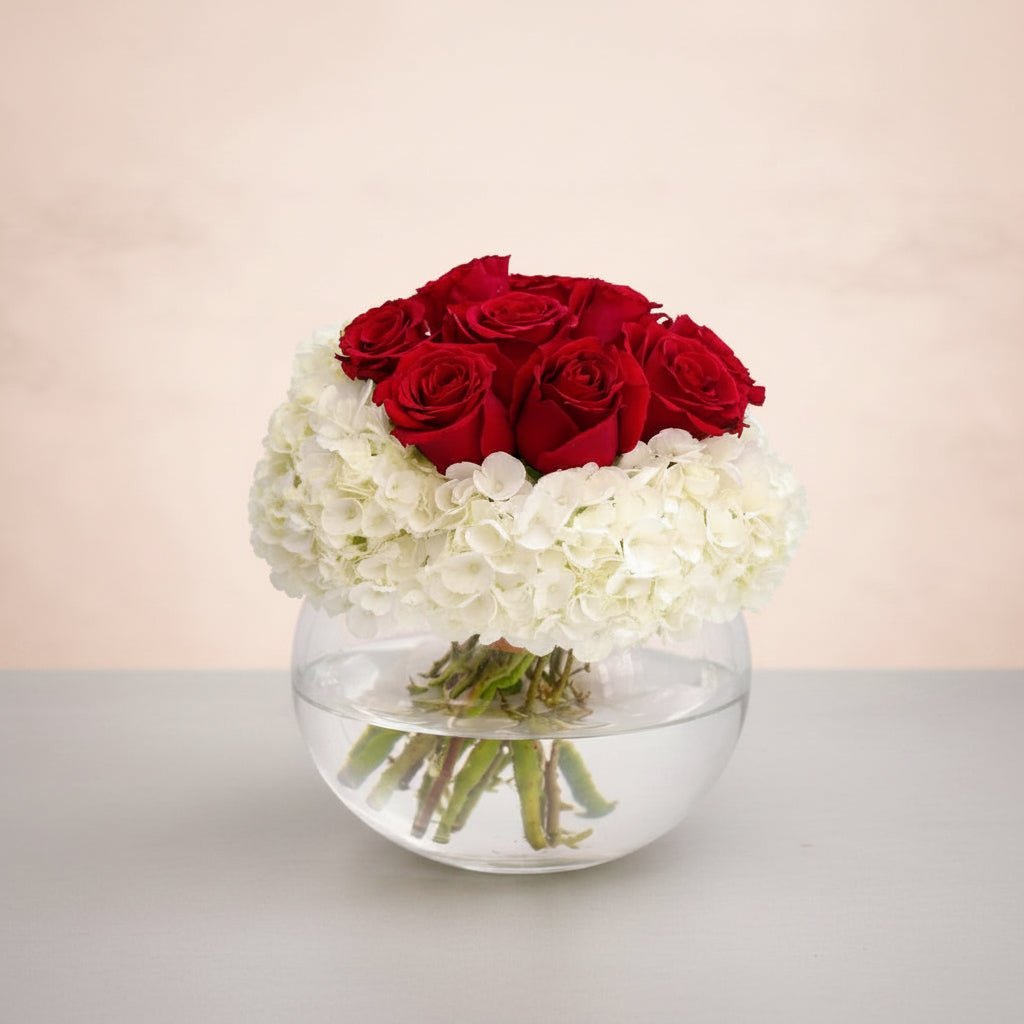 Passion Roses & Hydrangea Bowl - italianflowerkw