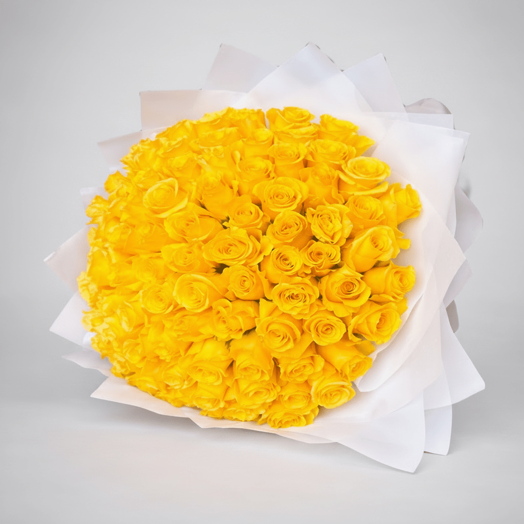 Radiance in Bloom: 100 Yellow Roses - italianflowerkw