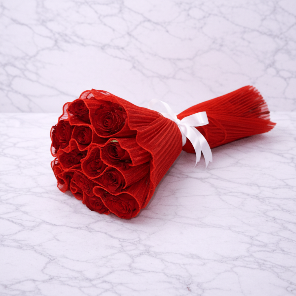 20 Red Roses Luxury Bouquet with Satin Bow-italianflowerkw