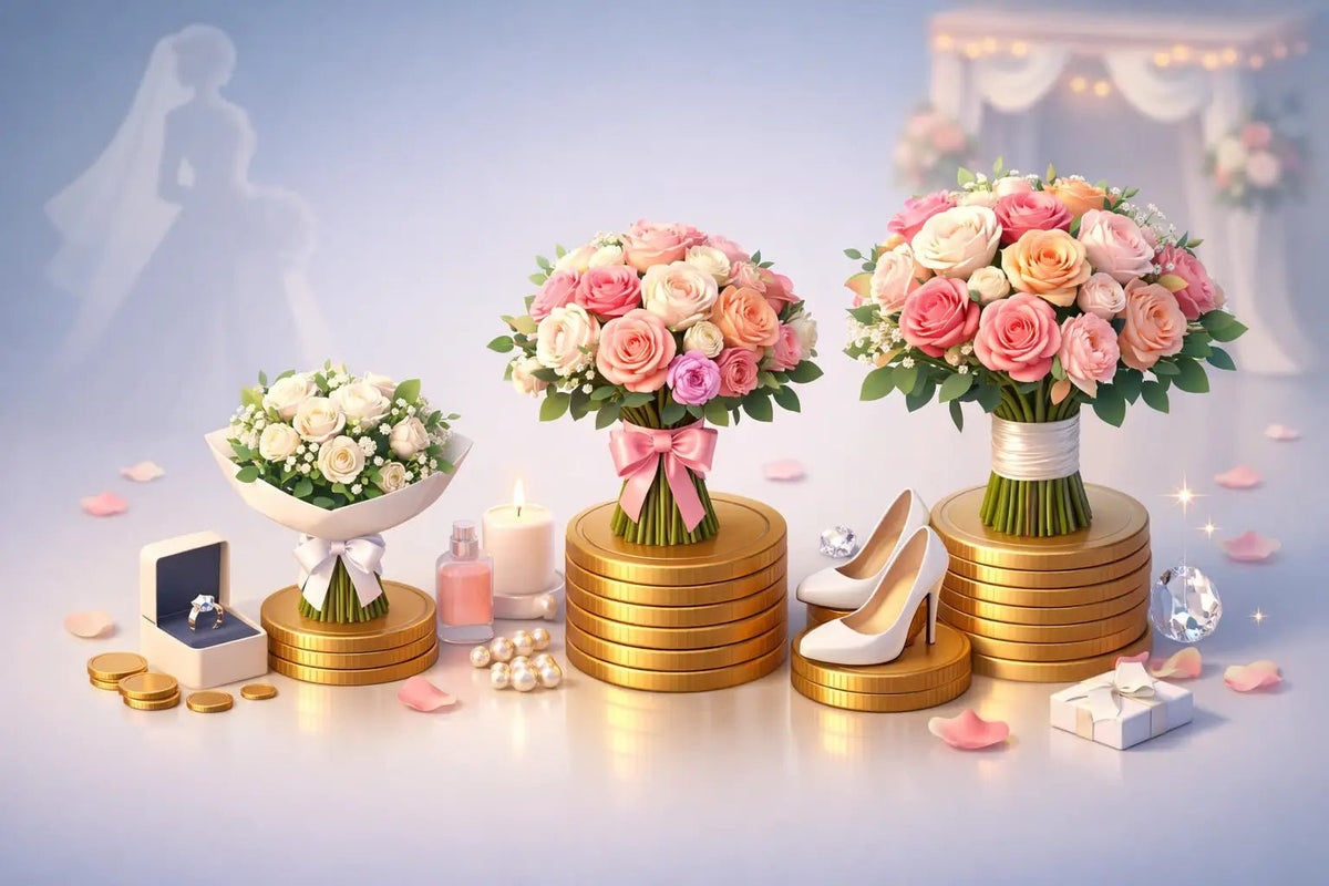 أمثلة باقات زهور الزفاف حسب الميزانية - italianflowerkw
