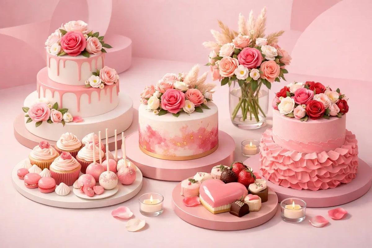 امثلة تنسيق ورد مع كيك لحفلات لا تُنسى - italianflowerkw