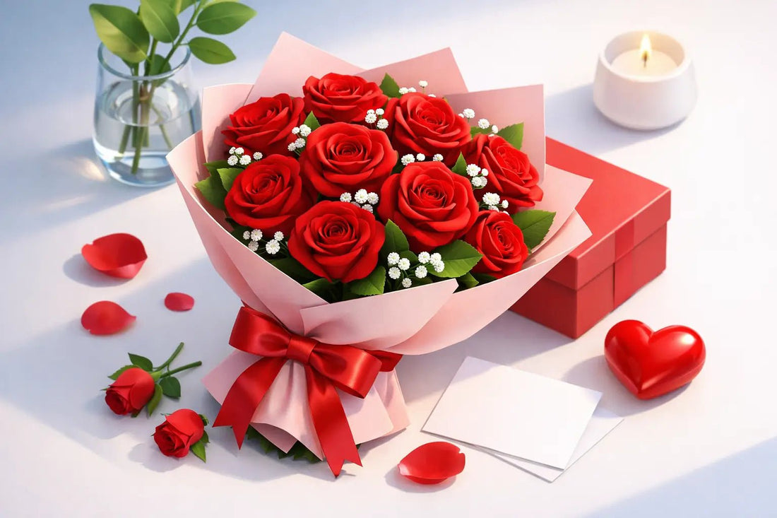 باقة fresh red roses flower bouquet - italianflowerkw