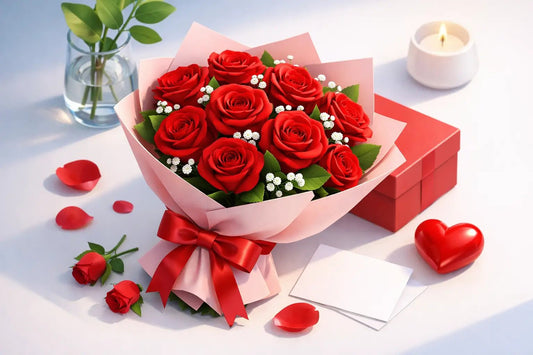 باقة fresh red roses flower bouquet - italianflowerkw