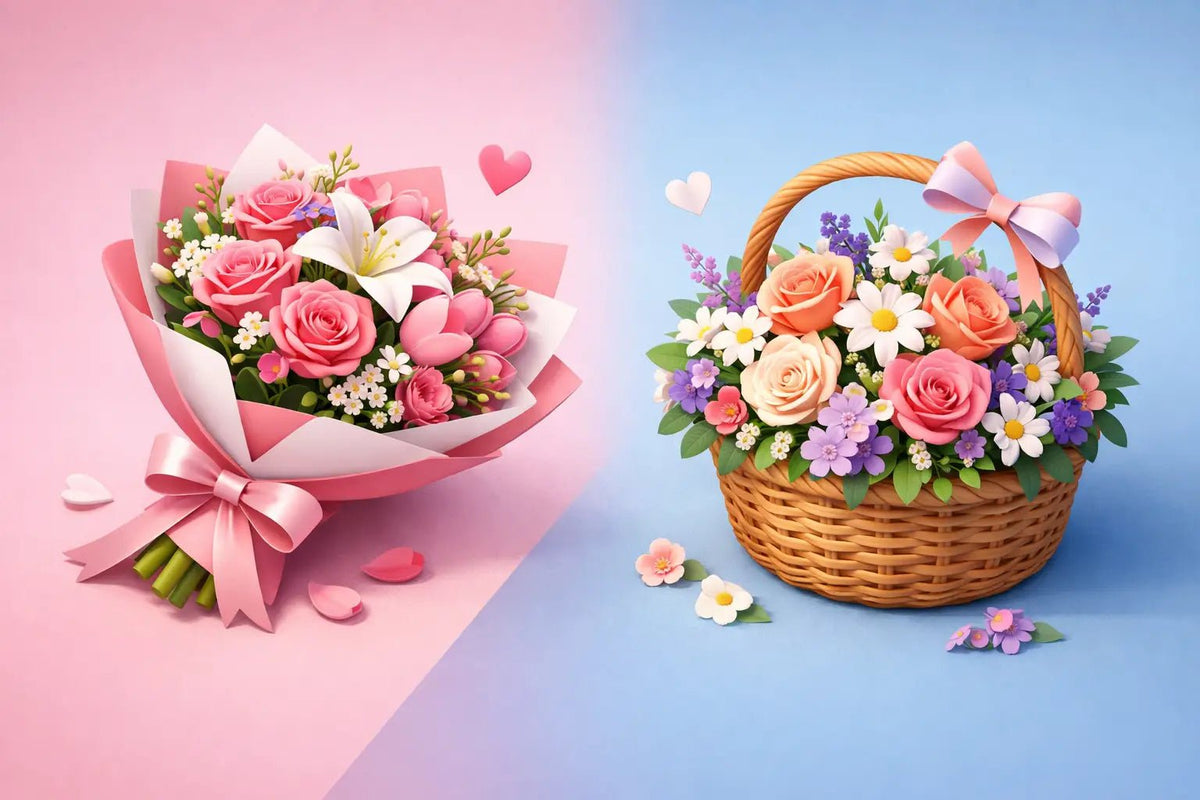 bouquet vs flower basket: أيهما أجمل هدية؟ - italianflowerkw