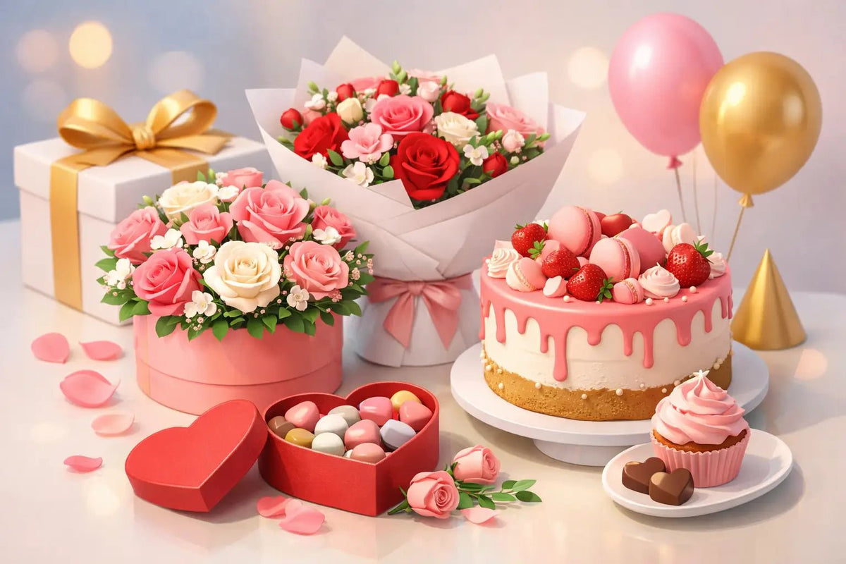 مراجعة باقات ورد مع كيك لهدية تكتمل بالفرح - italianflowerkw