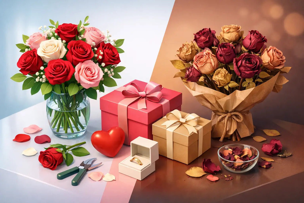 ورد طبيعي أم ورد مجفف أيهما يليق بهديتك؟ - italianflowerkw