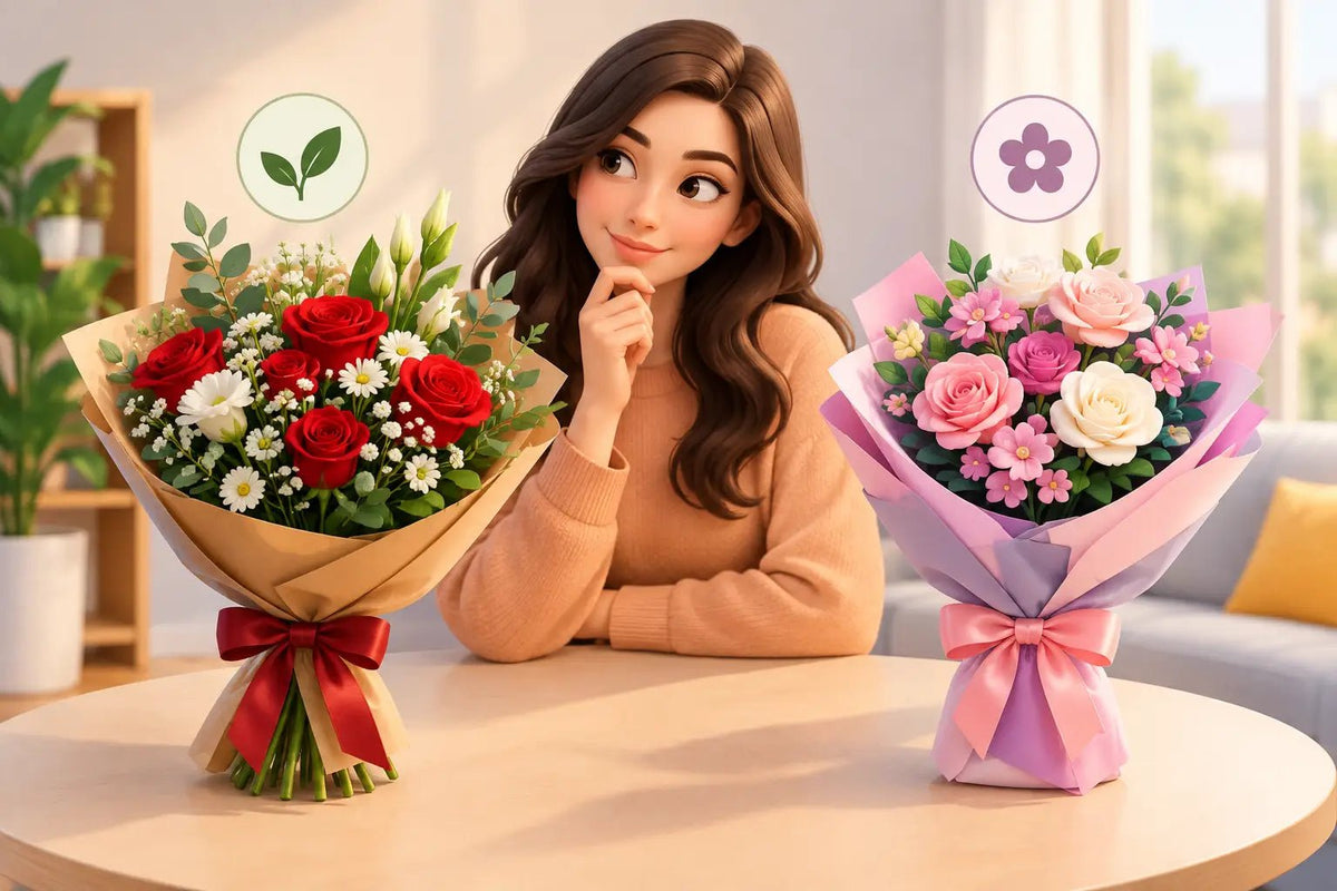 ورد طبيعي أم صناعي؟ كيف تختار الهدية الأنسب - italianflowerkw