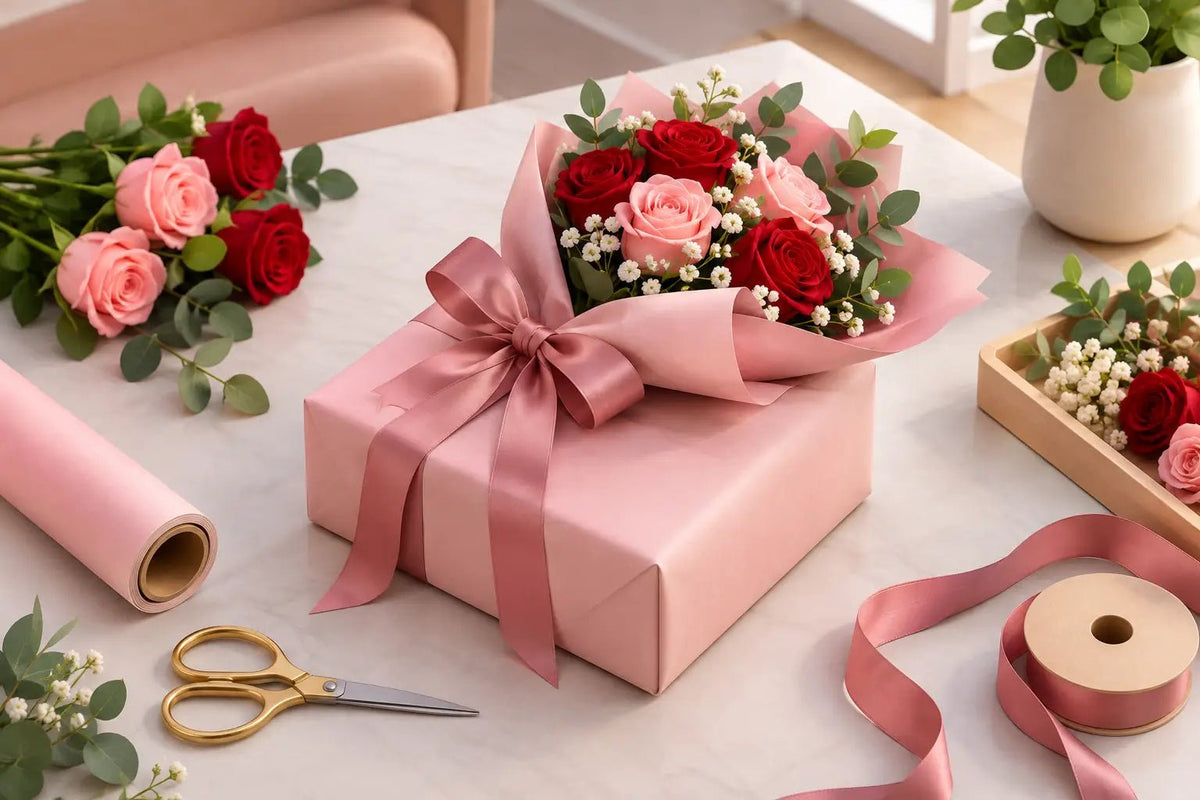 طريقة تغليف هدية بالورد بخطوات أنيقة وسهلة - italianflowerkw