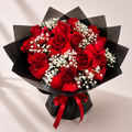 15 Red Roses Bouquet with Baby's Breath-italianflowerkw
