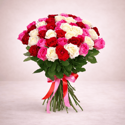 30 Mixed Roses (Red • Pink • White) - italianflowerkw