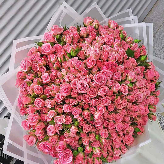 Pink baby rose hand flower bouquet 100 stems