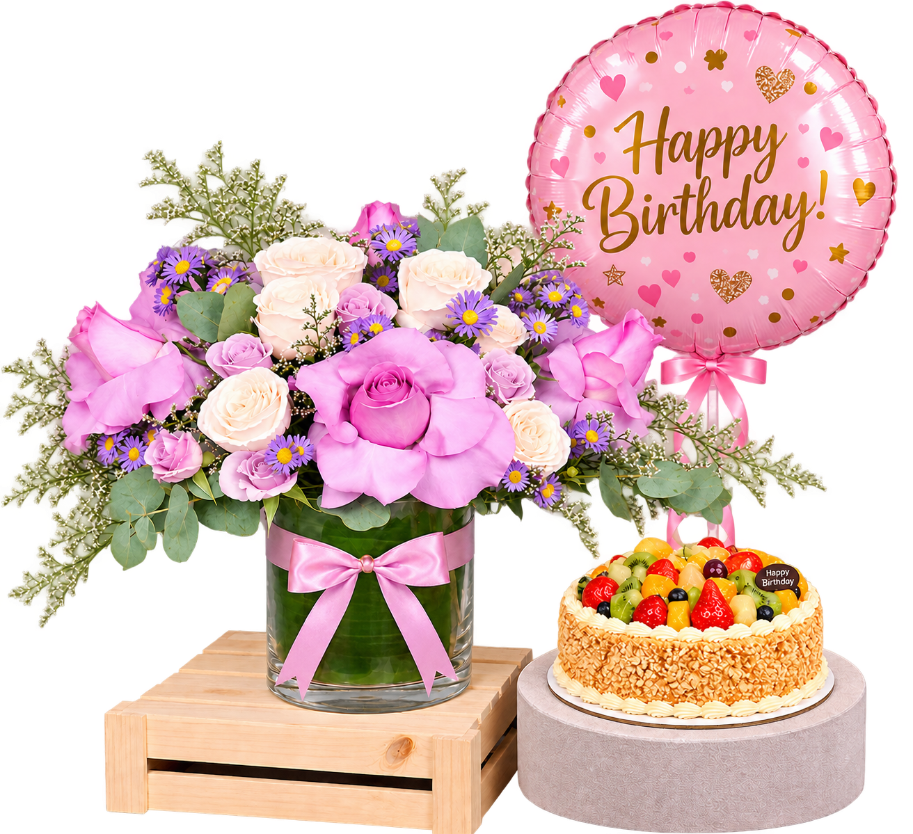 Birthday Blooms & Cake Gift Bundle-italianflowerkw