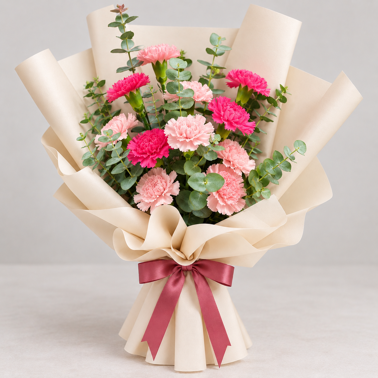 Pink Carnation Bouquet with Eucalyptus-italianflowerkw