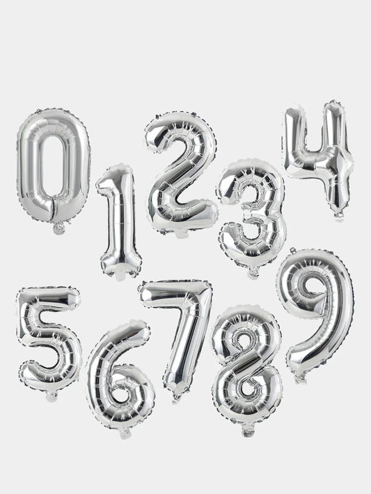 Silver Letters Numerical Foil Balloon