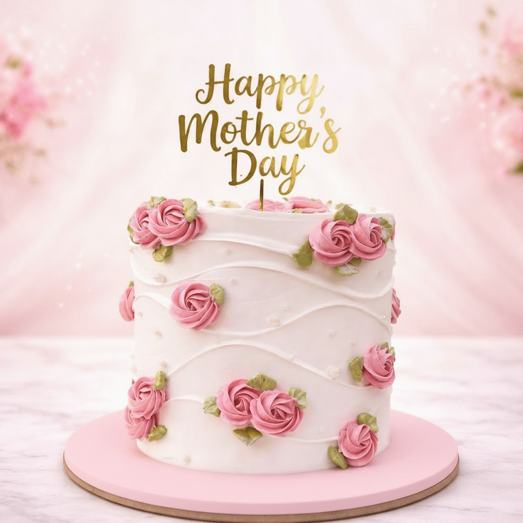 Pink Frosting Mother's Day Cake-italianflowerkw