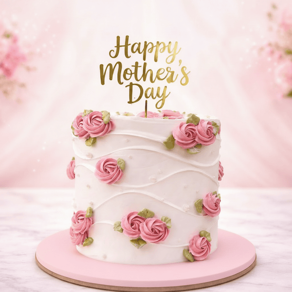 Pink Frosting Mother's Day Cake-italianflowerkw