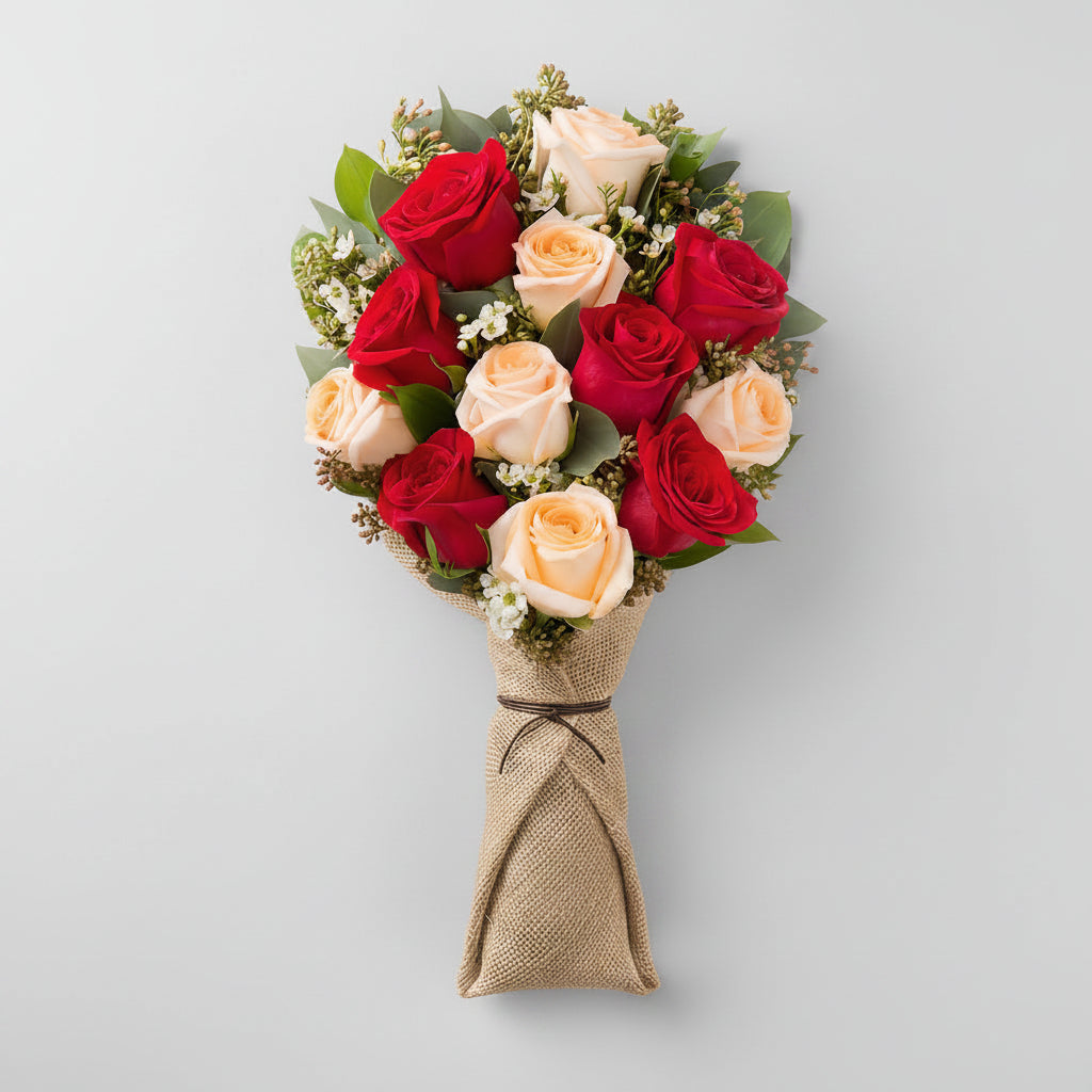 Red & peach bouquet -italianflowerkw