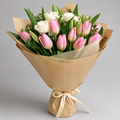 Pink Tulips & White Roses Bouquet