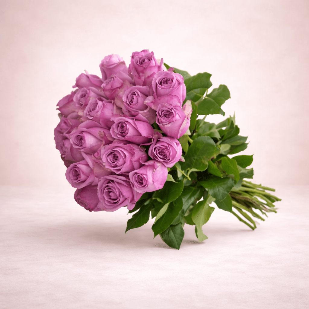 💜 Beautiful Floral Arrangement – Purple Roses - italianflowerkw