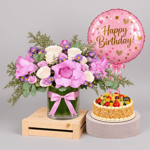 Birthday Blooms & Cake Gift Bundle-italianflowerkw