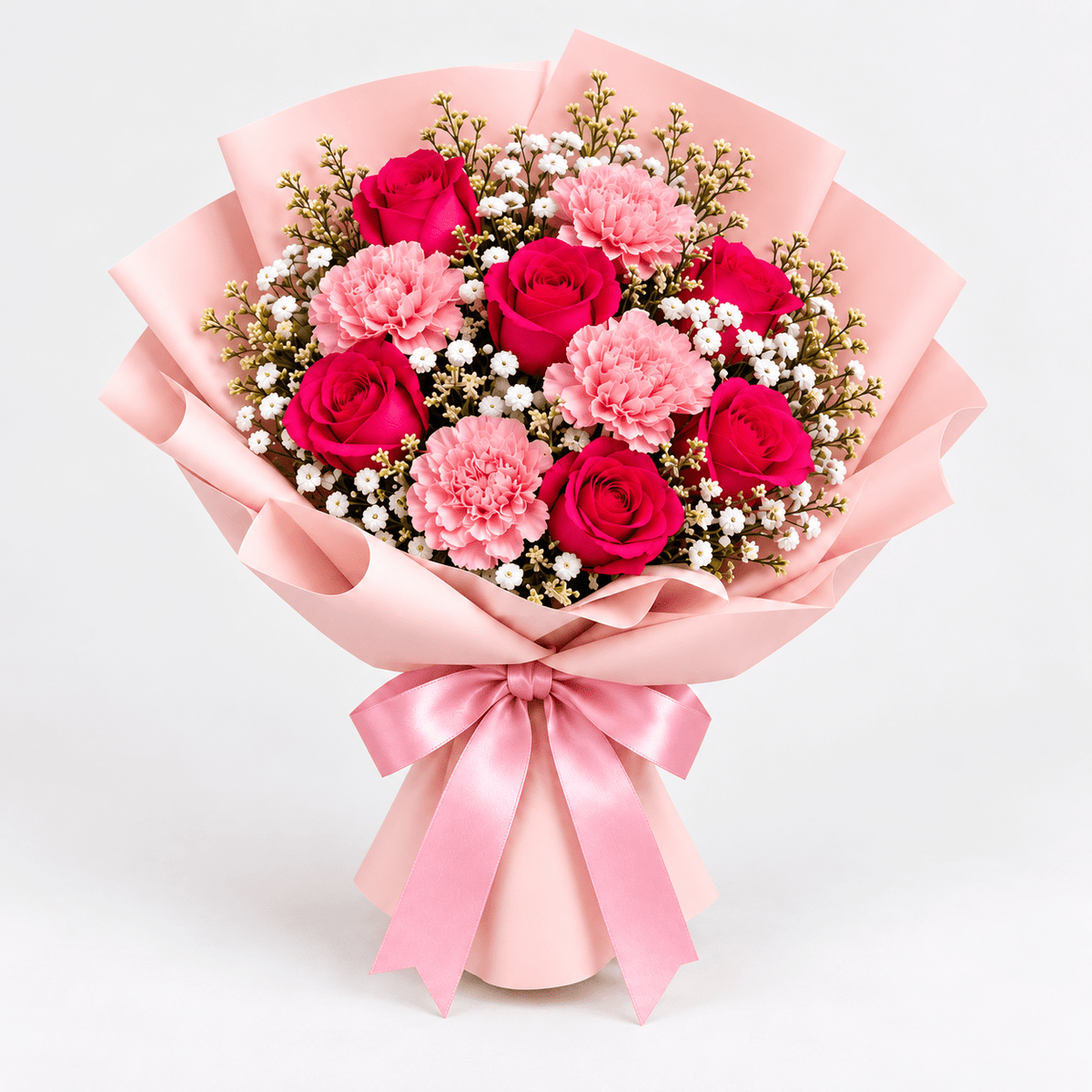 Blush & Crimson pink Carnation Bouquet-italianflowerkw