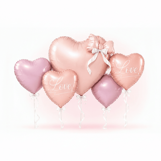 Romantic Pink & Peach Heart Balloons-italianflowerkw