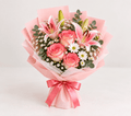Blush pink Lily & Rose Bouquet-italianflowerkw