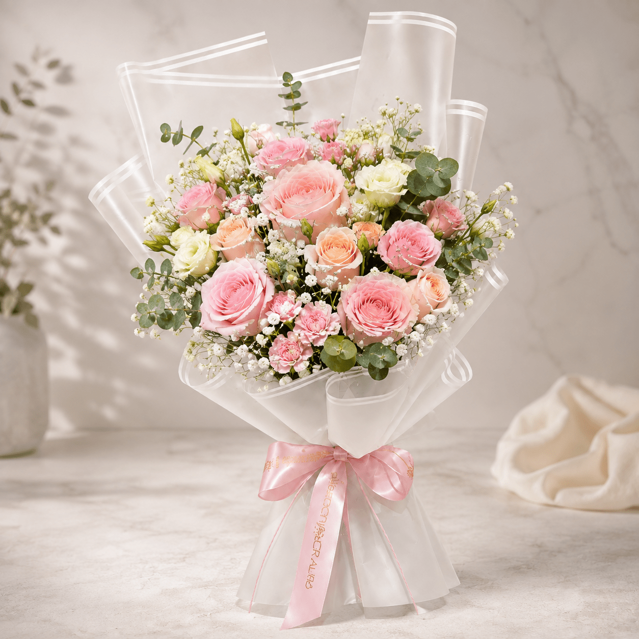Blush Pink Rose Bouquet-italianflowerkw