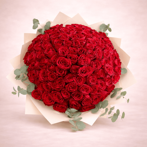 bouquet of 100+ fresh red roses - italianflowerkw