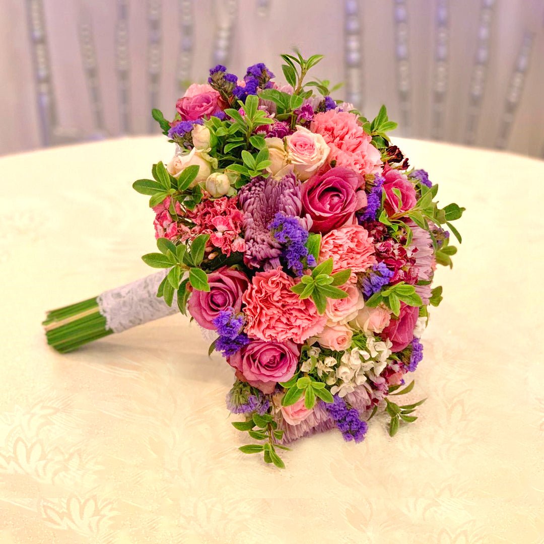 Purple Roses Cornation Craze Bridal Bouquet-italianflowerkw