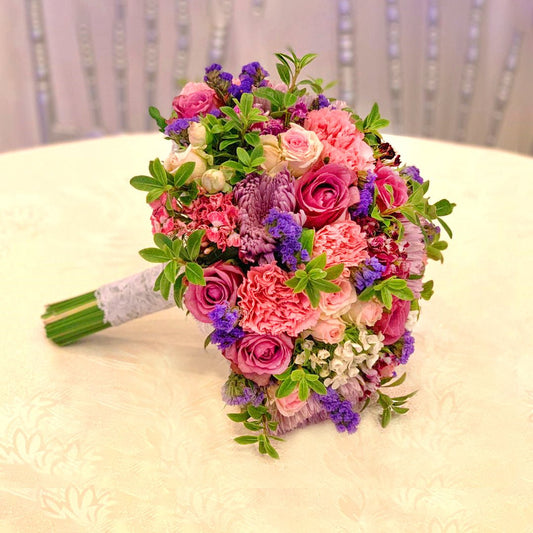 Purple Roses Cornation Craze Bridal Bouquet-italianflowerkw