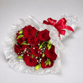 Romantic Red Roses Bouquet with Baby's Breath-italianflowerkw
