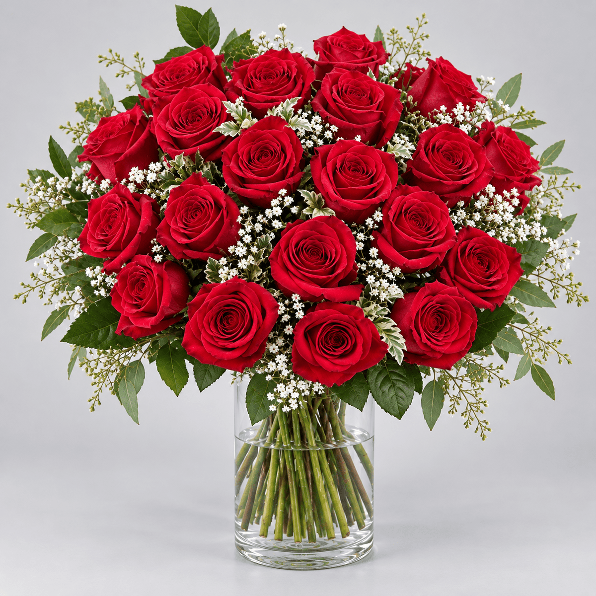 Classic Red Roses Delivery Kuwait in a Glass Vase-italianflowerkw