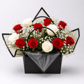 Classic Red & White Rose Bag Arrangement-italianflowerkw