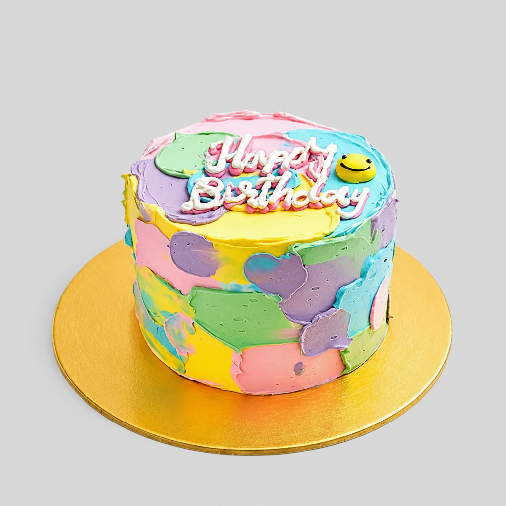 Colorful Buttercream Birthday Celebration Cake-italianflowerkw