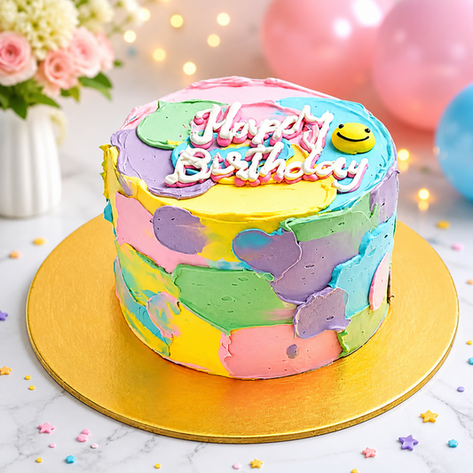 Colorful Buttercream Birthday Celebration Cake-italianflowerkw
