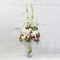White Hydrangea & Pink Roses Vase Arrangement-italianflowerkw