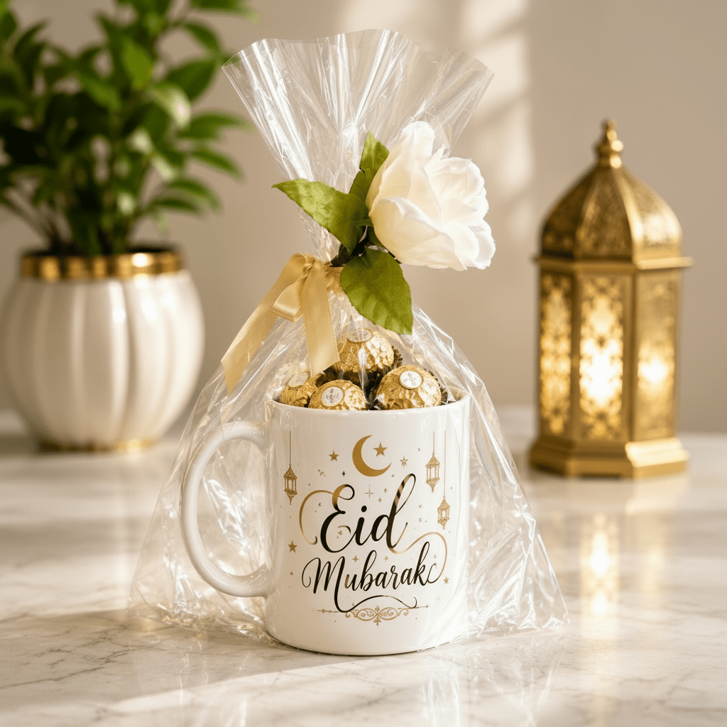 Eid Mubarak Greeting Card – Gold & Black Calligraphy - italianflowerkw