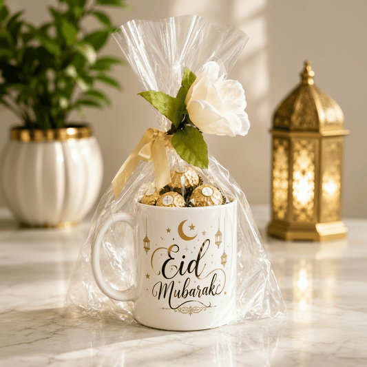 Eid Mubarak Greeting Card – Gold & Black Calligraphy - italianflowerkw