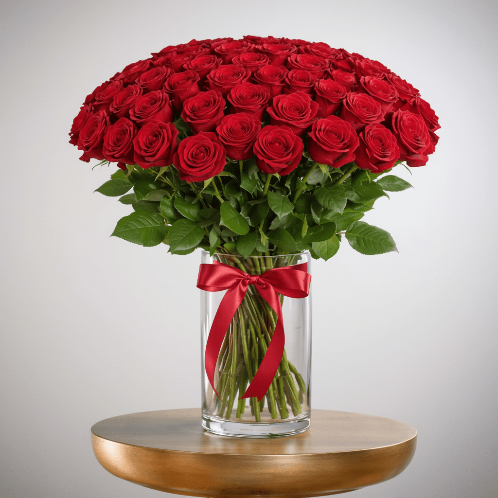 Luxury rose bouquet with 100 red roses-italianflowerkw