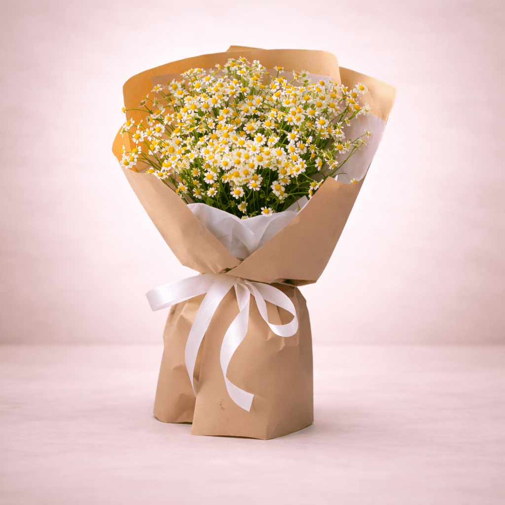 Chamomile Enchantment: Stunning Bouquet with Lovely Wrap-italianflowerkw