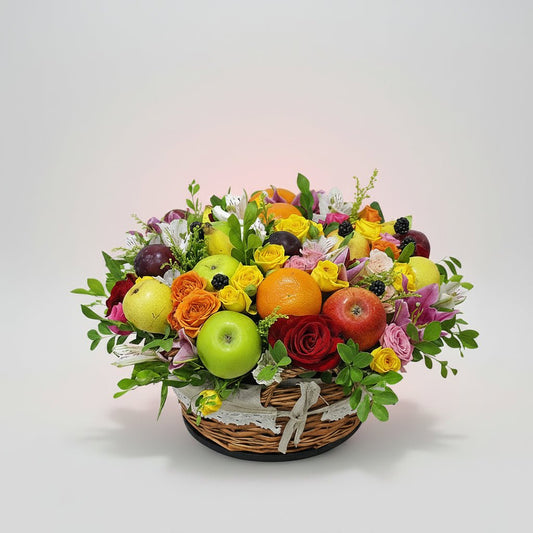 Colorful Mix Flowers and Fruit Bouquet Arrangement.-italianflowerkw