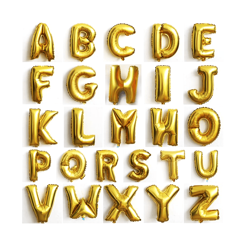 Golden Foil Alphabet A - Z Balloons - italianflowerkw