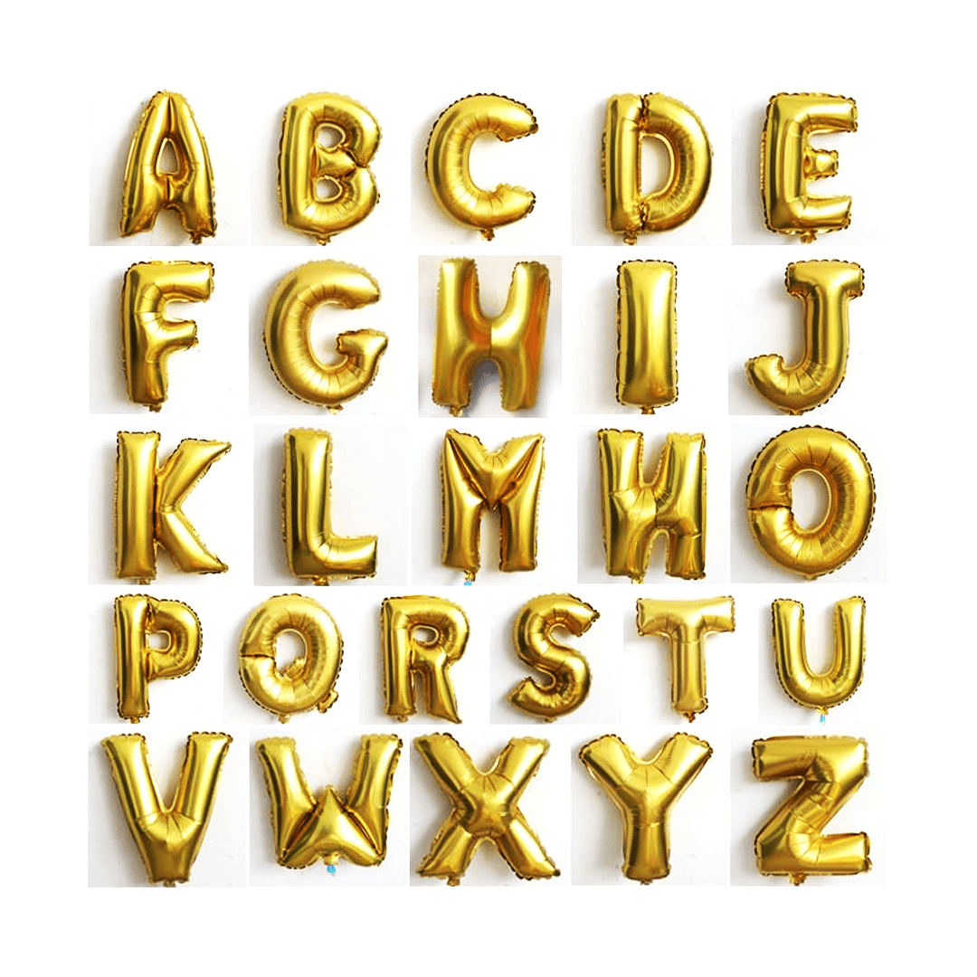 Golden Foil Alphabet A - Z Balloons - italianflowerkw