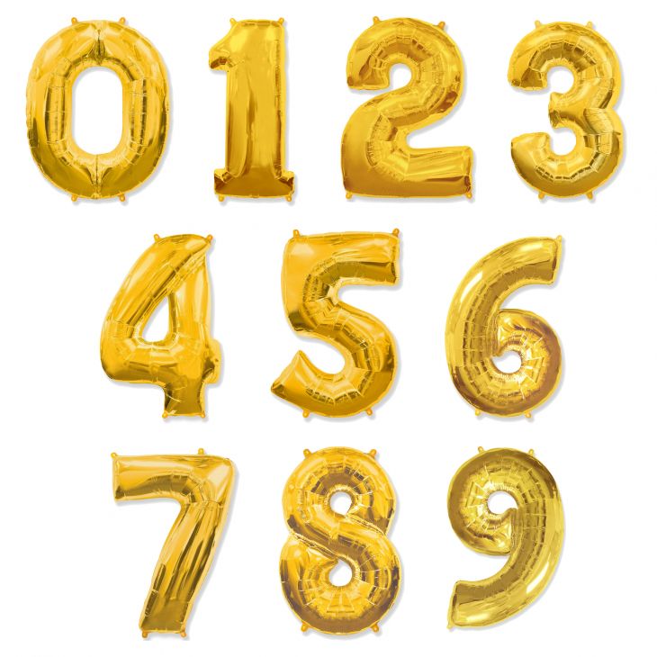 Golden Numerical Foil Balloon - italianflowerkw