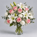 Graceful Lilies & Roses in a Glass Vase-italianflowerkw